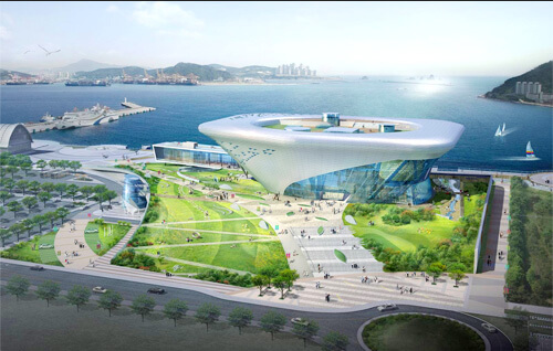 상공에서 바라 본 국립해양박물관 전경