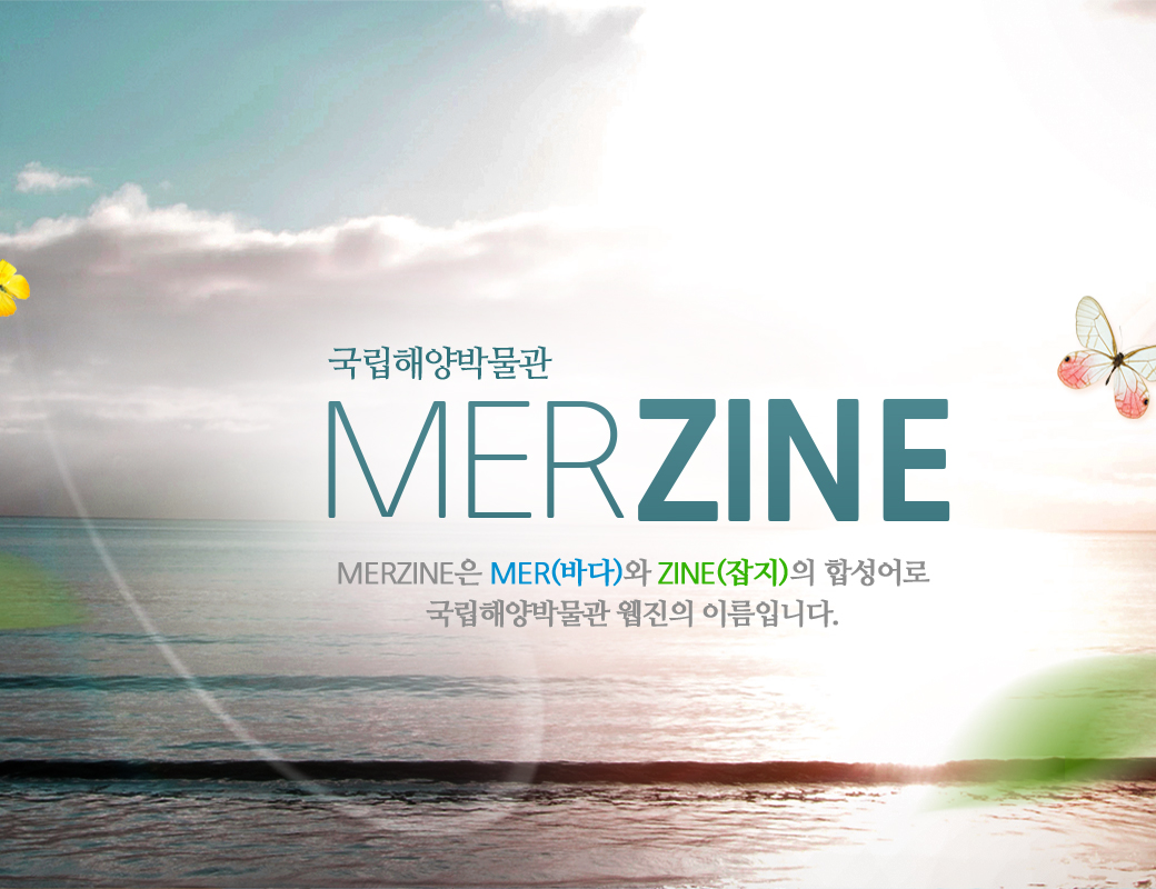 국립해양박물관 MERZINE MERZINE은 MER(바다)와 ZINE(잡지)의 합성어로 국립해양박물관 웹진의 이름입니다.